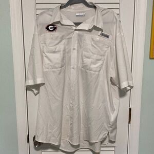 Columbia Men's White Casual Button Down Shirt Georgia Bulldogs